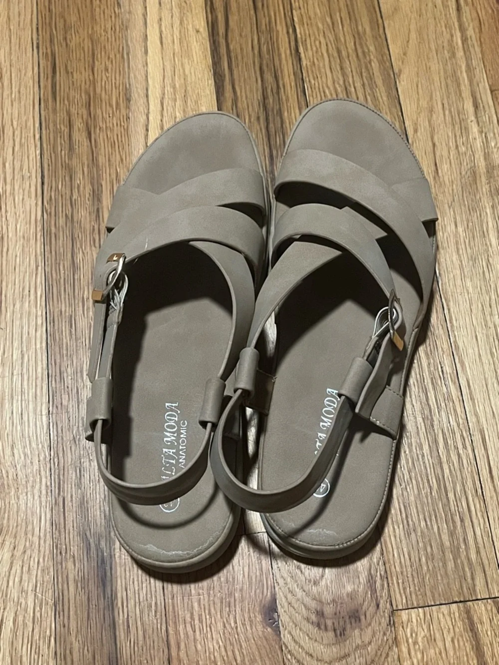 Alta Moda Anatomic Taupe Criss-Cross Slingback Sandals Size 40 (US 9)